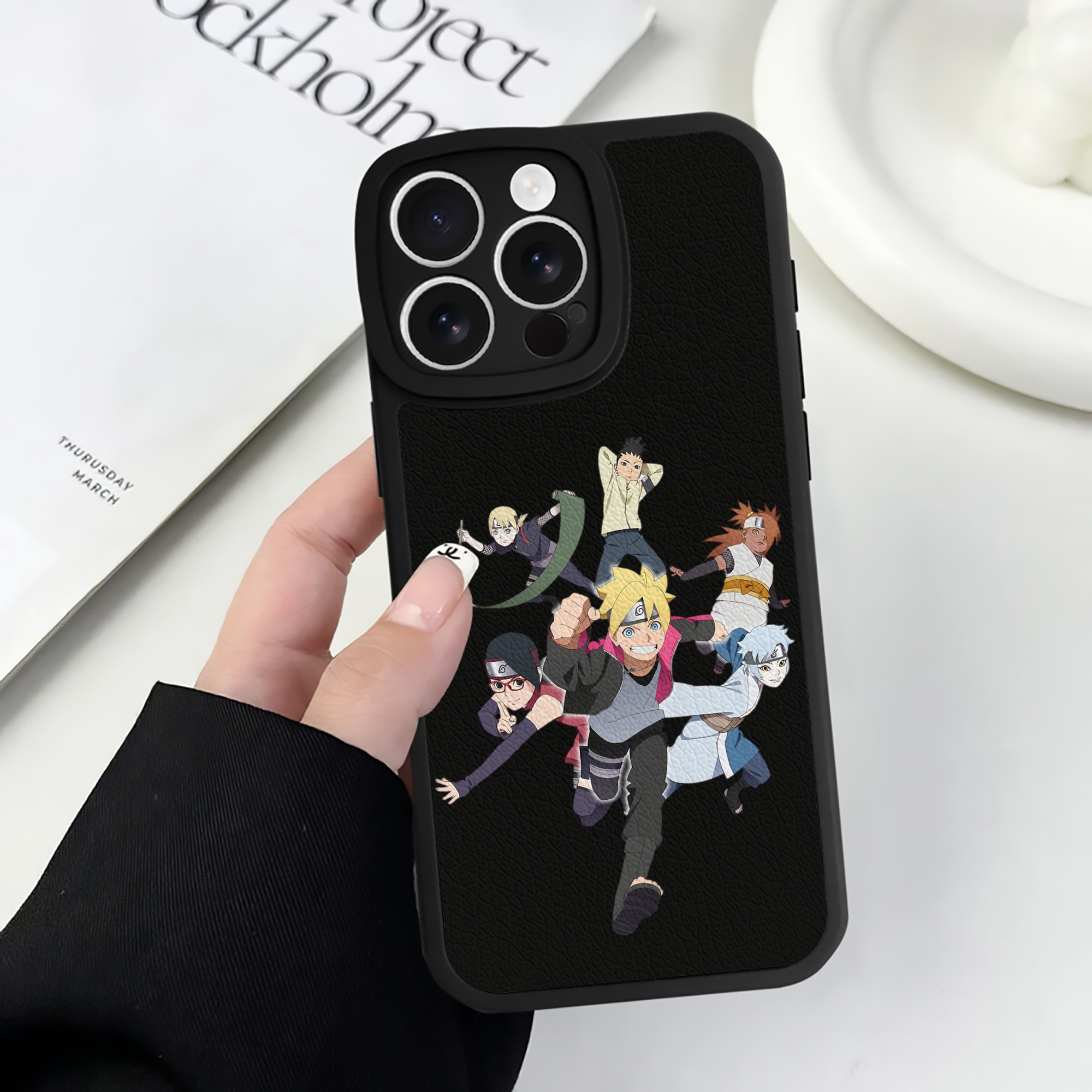 （画像用） NARUTO -ナルト- うずまき ボルト Uzumaki Boruto 【iPhone 16シリーズ対応】シリコンスマホケース（レザー調） 材質：シリコン